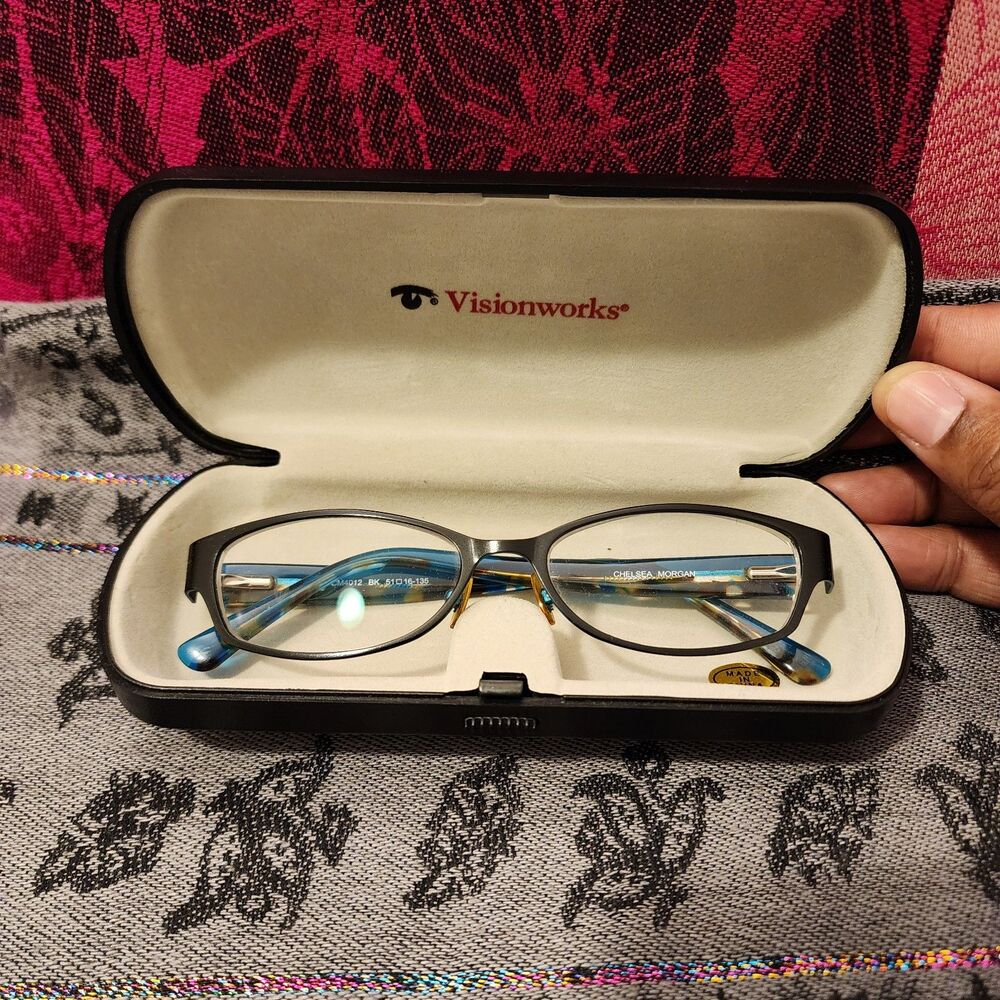Chelsea Morgan Teal Prescription Glasses And Vision Works Sunglass Case Set.
